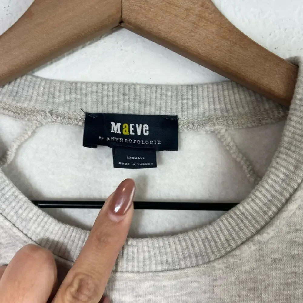 MAEVE BY ANTHROPOLOGIE GREY WITH STRIPE WOMEN SOFT SWEATER SIZE XXSMALL